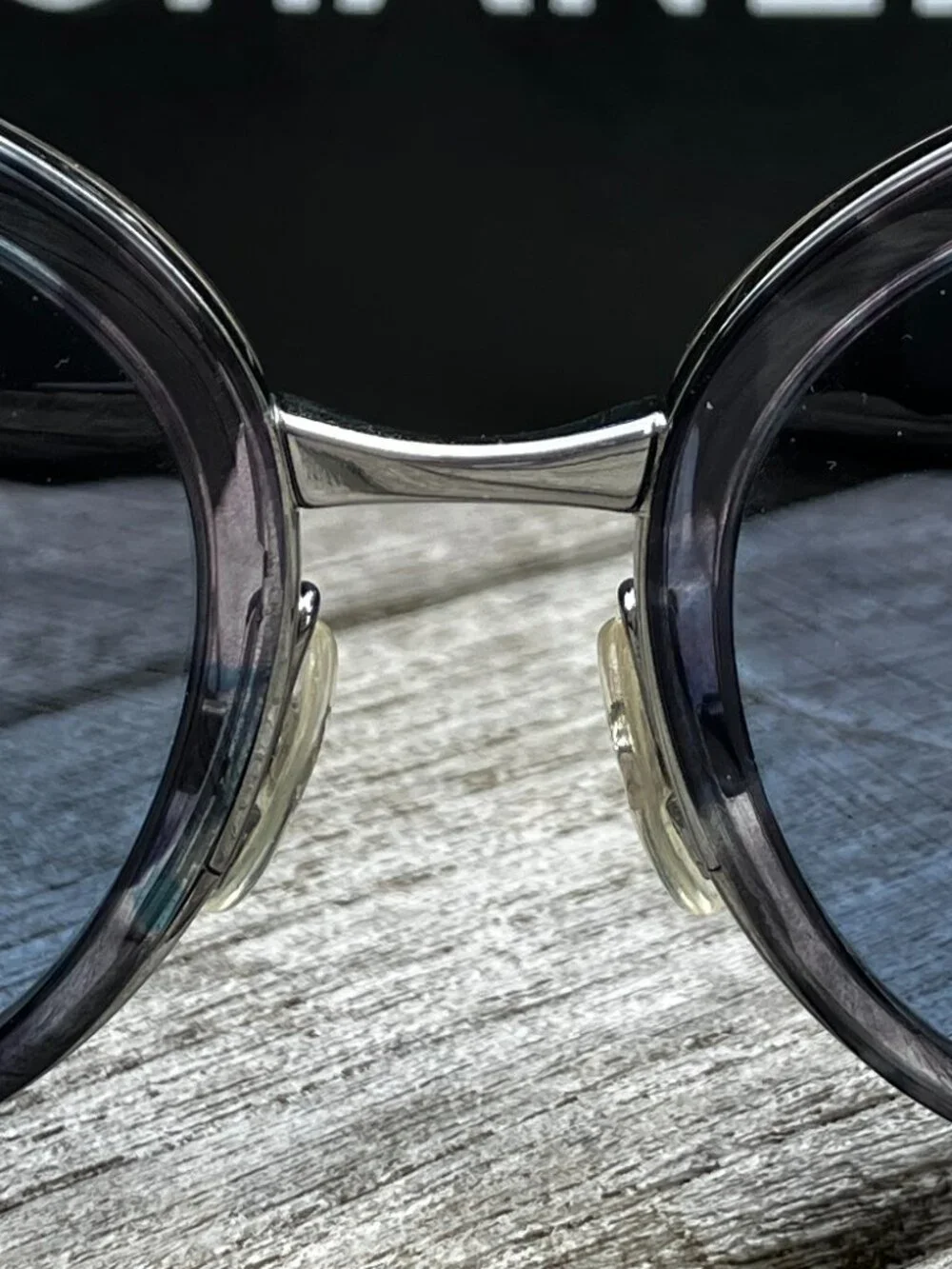 💯 Authentic CHANEL Camouflage Blue Tinted Cat Eye Sunglasses